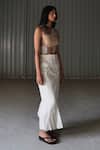 Leh Studios_White Cotton Gabardine Panelled Skirt_Online_at_Aza_Fashions