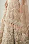 Studio Iris India_Beige Organza V Neck Embroidered Bridal Lehenga Set_at_Aza_Fashions