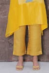 Oja_Yellow Kurta Handloom Tissue Silk, Pant Linen Satin Floral Applique And Set _Online_at_Aza_Fashions