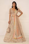 Buy_Studio Iris India_Multi Color Organza Embroidery V Neck Bridal Lehenga Set _Online_at_Aza_Fashions