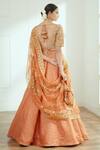 Shop_Studio Iris India_Orange Organza, Net, Chanderi Silk Cutdana Work, Jodha Bridal Lehenga Set_at_Aza_Fashions