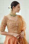 Buy_Studio Iris India_Orange Organza, Net, Chanderi Silk Cutdana Work, Jodha Bridal Lehenga Set_Online_at_Aza_Fashions