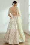 Shop_Studio Iris India_Pink Organza Embroidered Mirror Work Plunge Neck Ruhi Bridal Lehenga Set _at_Aza_Fashions