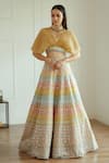 Buy_Studio Iris India_Multi Color Organza Embroidered Mirror Work Meher Choli And Lehenga Set For Women_at_Aza_Fashions