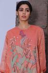 Oja_Pink Kurta Linen , Pant Tissue Applique And Set _Online_at_Aza_Fashions