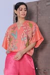Oja_Pink Pant Tissue , Shirt Linen Applique And Set _Online_at_Aza_Fashions
