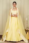 Buy_Sheetal Batra_Yellow Blouse And Lehenga Pure Habutai Dupatta Silk Organza Samrina Set _at_Aza_Fashions