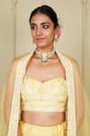 Sheetal Batra_Yellow Blouse And Lehenga Pure Habutai Dupatta Silk Organza Samrina Set _at_Aza_Fashions