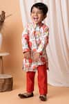 Buy_Lil Angels_Red Koyri Silk Elephant Kurta Set _at_Aza_Fashions