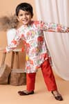 Lil Angels_Red Koyri Silk Elephant Kurta Set _Online_at_Aza_Fashions