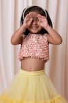 Buy_Lil Angels_Multi Color Cotton, Net Beads Embellished Blouse And Lehenga Set _Online_at_Aza_Fashions
