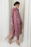 Buy_Lavanya Ahuja_Pink Velvet, Viscose, Organza Round Kurta Set _Online_at_Aza_Fashions