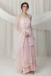 Buy_Lavanya Ahuja_Pink Net, Satin, Silk Organza Round Tunic Set _at_Aza_Fashions