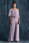 Lavanya Ahuja_Purple Georgette Asymmetric Overlay Jumpsuit _Online_at_Aza_Fashions