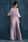 Shop_Lavanya Ahuja_Purple Georgette Asymmetric Overlay Jumpsuit _at_Aza_Fashions