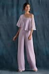 Buy_Lavanya Ahuja_Purple Georgette Asymmetric Overlay Jumpsuit _Online_at_Aza_Fashions