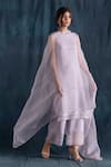 Buy_Lavanya Ahuja_Purple Georgette, Silk Organza Round Kurta Set With Embroidered Dupatta _at_Aza_Fashions
