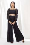 Buy_Lavanya Ahuja_Black Linen Satin High-waisted Trouser _at_Aza_Fashions