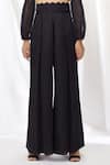 Shop_Lavanya Ahuja_Black Linen Satin High-waisted Trouser _Online_at_Aza_Fashions