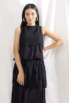 Buy_Lavanya Ahuja_Black Linen Satin Round Lace Top And Skirt Set _Online_at_Aza_Fashions