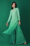 Buy_LABEL AISHWARYRIKA_Green Glass Ombre Chikankari Kurta And Sharara Set _at_Aza_Fashions