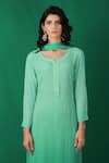 LABEL AISHWARYRIKA_Green Glass Ombre Chikankari Kurta And Sharara Set _Online_at_Aza_Fashions