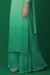 LABEL AISHWARYRIKA_Green Glass Ombre Chikankari Kurta And Sharara Set _at_Aza_Fashions