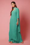 Shop_LABEL AISHWARYRIKA_Green Celeste Chikankari Kurta And Palazzo Pant Set _at_Aza_Fashions