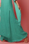 LABEL AISHWARYRIKA_Green Celeste Chikankari Kurta And Palazzo Pant Set _at_Aza_Fashions