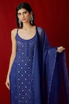 LABEL AISHWARYRIKA_Blue Georgette Azure Chikankari Kurta Set _Online_at_Aza_Fashions