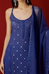 Shop_LABEL AISHWARYRIKA_Blue Georgette Azure Chikankari Kurta Set _Online_at_Aza_Fashions