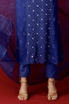 LABEL AISHWARYRIKA_Blue Georgette Azure Chikankari Kurta Set _at_Aza_Fashions