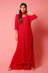 Buy_LABEL AISHWARYRIKA_Pink Georgette Chikankari Kurta Palazzo Set _at_Aza_Fashions