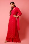 LABEL AISHWARYRIKA_Pink Georgette Chikankari Kurta Palazzo Set _Online_at_Aza_Fashions