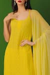 Buy_LABEL AISHWARYRIKA_Yellow Georgette Hand Embroidery Mukaish Scoop Neck Chikankari Kurta _Online_at_Aza_Fashions