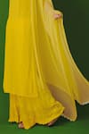 Buy_LABEL AISHWARYRIKA_Yellow Georgette Hand Embroidery Mukaish Scoop Neck Chikankari Kurta Palazzo Set _Online_at_Aza_Fashions