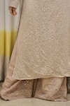 LABEL AISHWARYRIKA_Beige Georgette Hand Embroidery Mukaish Leaf Neck Chikankari Kurta And Palazzo Set _at_Aza_Fashions