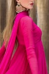 Shop_LABEL AISHWARYRIKA_Pink Chiffon, Georgette Chikankari U Neck Anarkali Set _Online_at_Aza_Fashions