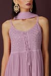 Buy_LABEL AISHWARYRIKA_Purple Chiffon, Georgette Chikankari, Mukaish Scoop Neck Anarkali Set _Online_at_Aza_Fashions