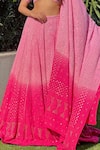 LABEL AISHWARYRIKA_Pink Georgette Embroidered Chikankari Sweetheart Neck Hand Lehenga Set _at_Aza_Fashions