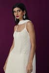 LABEL AISHWARYRIKA_White Georgette Embroidered Chikankari Scoop Neck Kurta Set _Online_at_Aza_Fashions