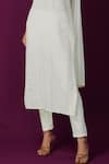 LABEL AISHWARYRIKA_White Georgette Embroidered Chikankari Scoop Neck Kurta Set _at_Aza_Fashions