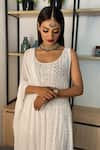 Shop_LABEL AISHWARYRIKA_White Georgette Embroidered Chikankari Scoop Neck Anarkali Set _at_Aza_Fashions