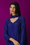 Buy_LABEL AISHWARYRIKA_Blue Georgette Chikankari Kurta Sharara Set _Online_at_Aza_Fashions