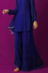 LABEL AISHWARYRIKA_Blue Georgette Chikankari Kurta Sharara Set _at_Aza_Fashions