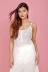 Buy_LABEL AISHWARYRIKA_White Georgette Embroidered Chikankari Scoop Neck Tunic _at_Aza_Fashions