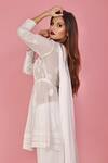 LABEL AISHWARYRIKA White Chiffon, Georgette Chikankari V Neck Angarkha Set Online at Aza Fashions LABEL AISHWARYRIKA_White Chiffon, Georgette Chikankari V Neck Angarkha Set _Online_at_Aza_Fashions