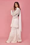 Buy_LABEL AISHWARYRIKA_White Georgette Embroidered Chikankari V Neck Angarkha _Online_at_Aza_Fashions