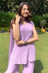 LABEL AISHWARYRIKA_Purple Georgette Chikankari Gharara Set_Online_at_Aza_Fashions