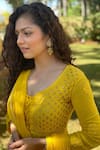 Buy_LABEL AISHWARYRIKA_Yellow Georgette Embroidered Chikankari Round Kurta _Online_at_Aza_Fashions